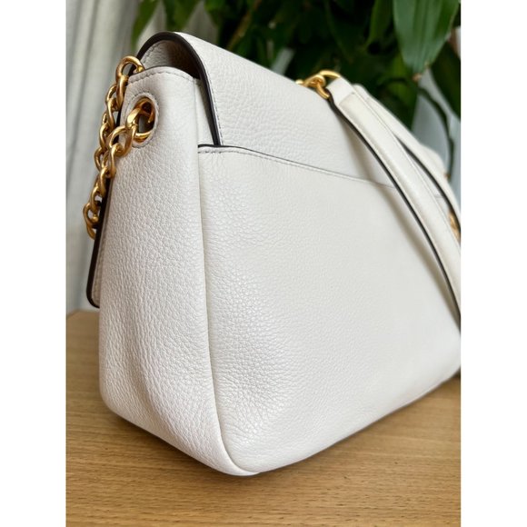 ♦️♦️AUTHENTIC TORY BURCH WHITE LEATHER CHELSA HANDBAG - Picture 3 of 14